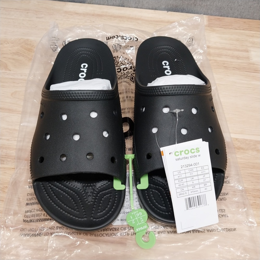 Crocs Saturday Slide Slip On Sandal Women Classic Comfort 11 Black